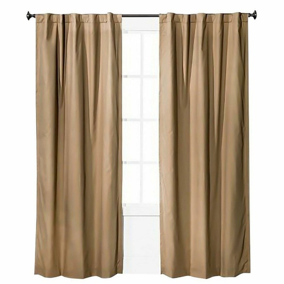 Pillowfort Twill Light Blocking Curtain Tan 63" x 42" 2 Panels - Picture 1 of 1